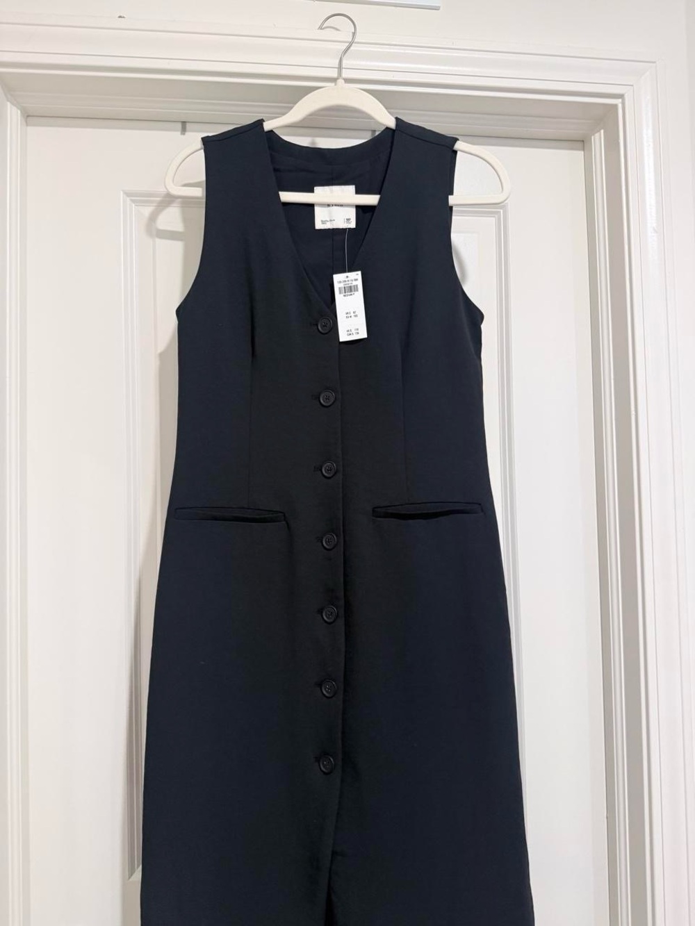 Abercrombie & Fitch Black Sleeveless Button-Front Midi Dress NWT